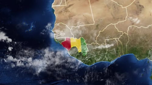 Planet Earth Zoom to Guinea Flag Map Reveal