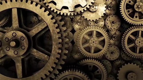 golden gear rotating video 3d animation design