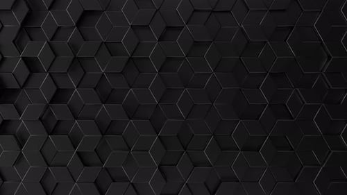 Black cubic pattern. Glossy black wall.The cubes move up and down.Geometric background 3d loop
