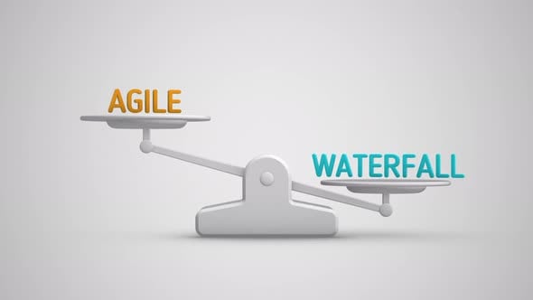 Agile vs Waterfall balance scale looping animation, Backgrounds Motion ...