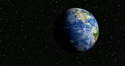 Realistic 3D Earth Globe Rotating in Starry Space