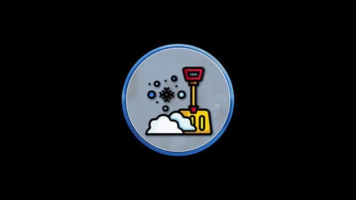 Snow Shovel Circle Icon Loop