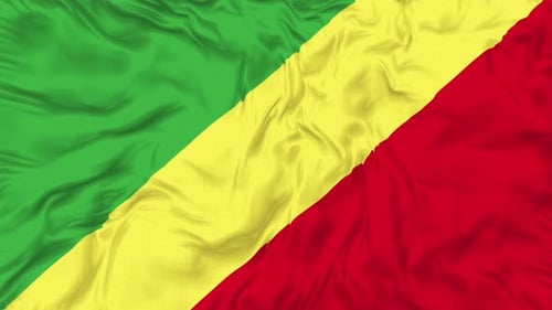 Waving Flag of the Republic of the Congo with Realistic Fabric Texture