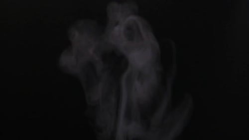 Zeitlupe von weißem Rauch, Nebel, Nebel, Dampf auf schwarzem Hintergrund.