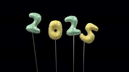 Animated 3D Balloon Numbers for New Year Celebrations
