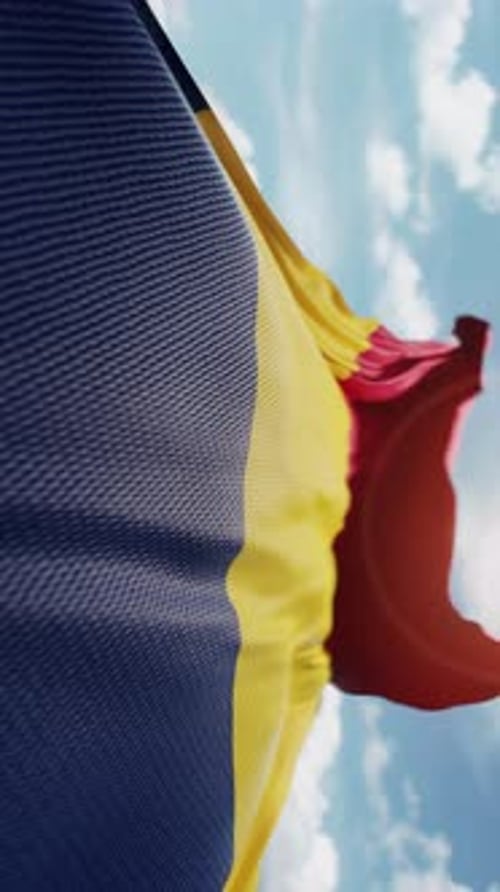 Realistic Romanian Flag Waving in the Wind