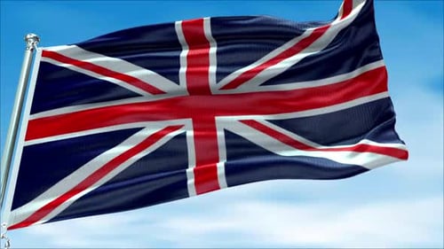 Realistic Waving United Kingdom Flag Loop