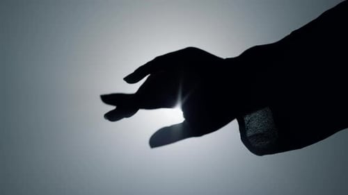 Abstract Silhouette of Hand Against Bright White Background