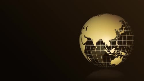 Golden Earth Globe Rotating with Network Grid Animation