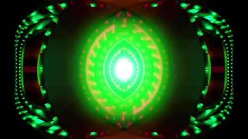 Emerald Eye Mandala VJ Loop with Kaleidoscopic Tunnel and Pulsing Glow