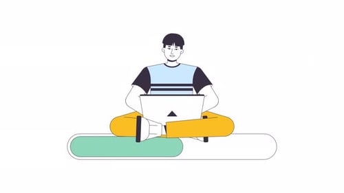 Programmer Working Line 2D Loading Bar Animation