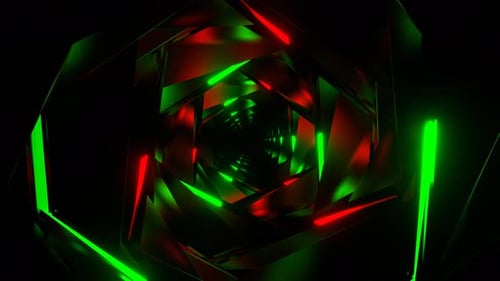 Red And Green Moving Neon Dark Tunnel Background Vj Loop In 4K