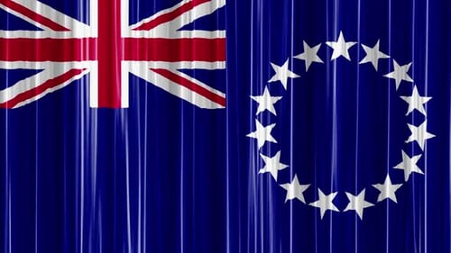 Cook Islands Flag Animated Curtain Loop Background