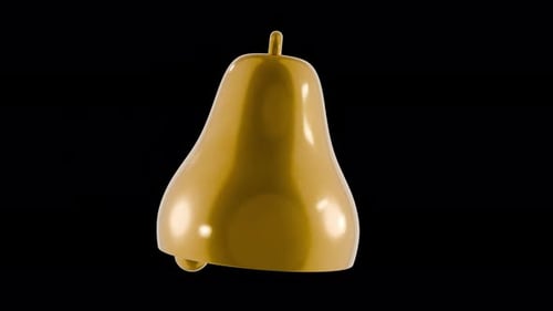 A golden colored ringing bell isolated with a black and white mask. Christmas golden bell. Notificat