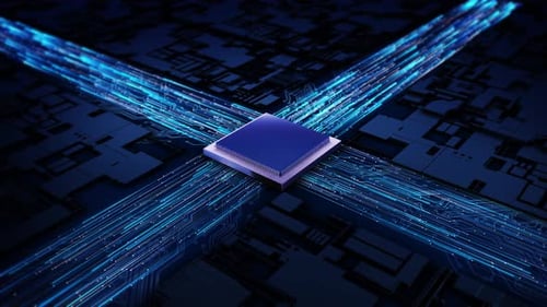 Futuristic Processor and Data Flow Animation