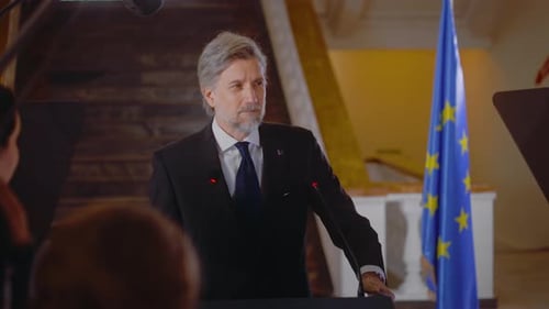 Official Speaks at a Corporate Press Conference