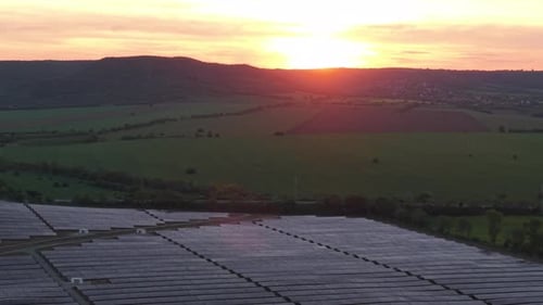 Drone View of Solar Energy Farm on Agricultural Land in Bulgaria Sustainable Farming Meets Renewable