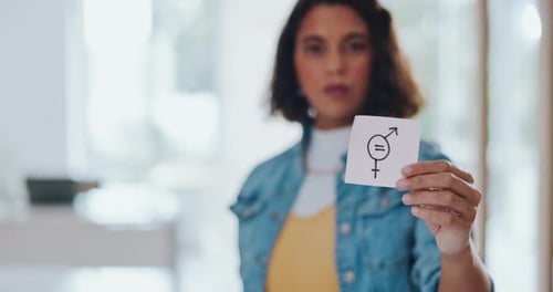 Young Adult Holds Gender Equality Sign