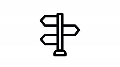 Animated Flat Design Directional Signpost Icon