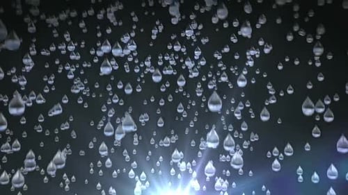 Falling Water Droplets Loop with Shimmering Light