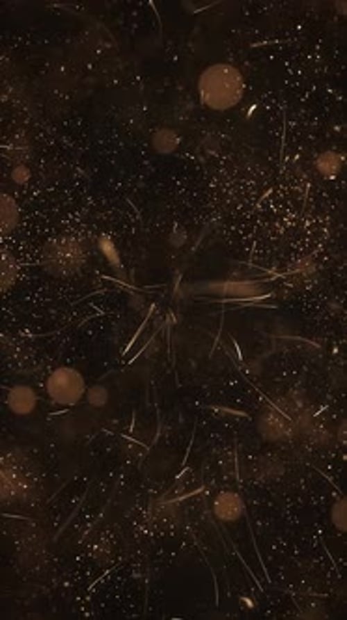 Sparkling Golden Dust Particles and Bokeh Vertical Animation