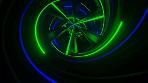 Blue And Green Neon Spiral Ventilation Background Vj Loop In 4K