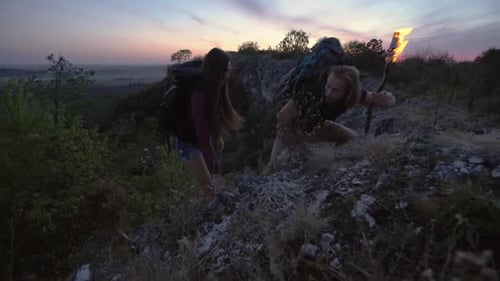 Night Mountain Tour with Fire Torch in your Hand