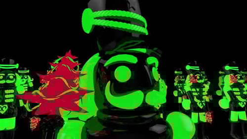 Stylized Green Nutcracker Army with Christmas Trees Loop