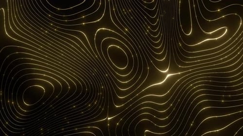 Abstrakte goldglühende Linien auf dunklem Hintergrund mit Wellenmuster