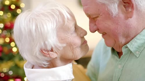 Romantic Senior Couple Together for Christmas