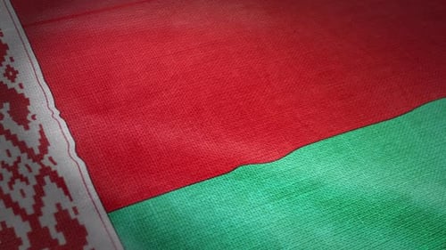 Realistic Waving Flag of Belarus with Fabric Texture