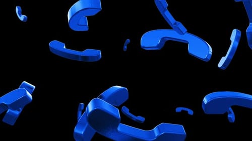 Blue 3D Telephone Handsets Floating in Space Loop