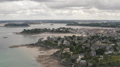 Dinard Cityscape and Coastline on Cloudy Day