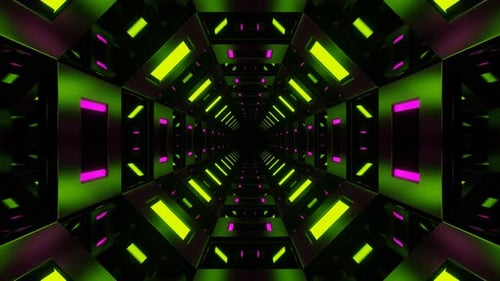 Pink And Lime Mirrored Octagon Tunnel Background Vj Loop In 4K
