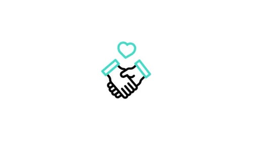 Animated Handshake with Heart Icon Line Art