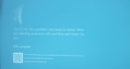 Blue Screen of Death Critical Error Screen