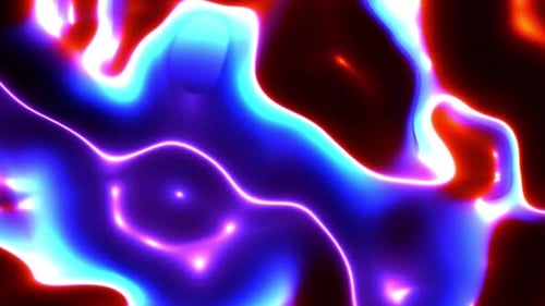 Bubble Liquid Background Blue With Neon Red Vj Loop Animation