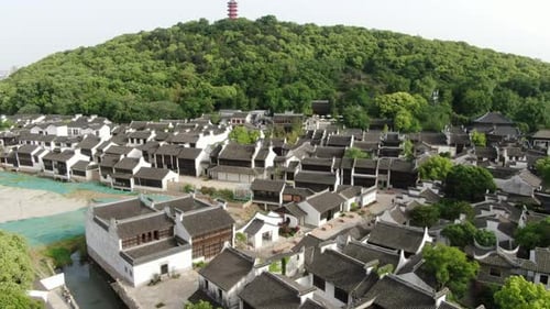 Aerial View of Huishan Old Town in Wuxi Jiangxu Province China