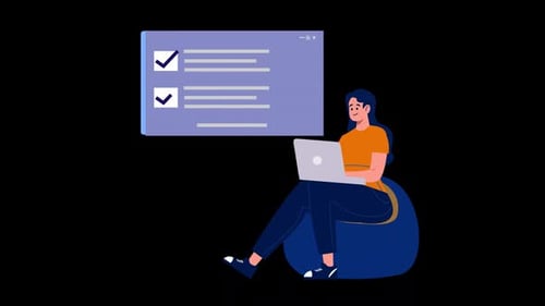 Frauen arbeiten bei Desk Animation HD auf Alpha