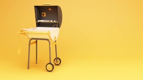 Grill de barbecue jaune moderne sur fond clair