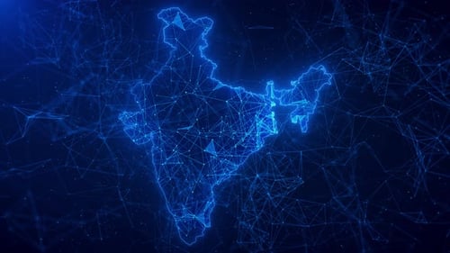 Digitale Indien-Karte Globale Netzwerkverbindungen Hintergrund der digitalen Cybertechnologie-Karte