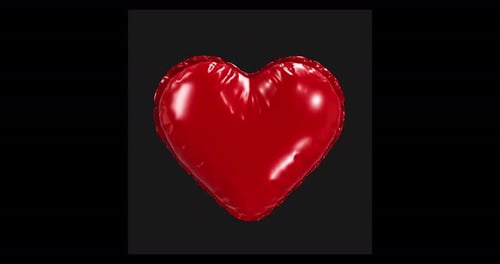 3D Red Heart Balloon Rotation Loop