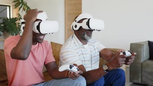 Father and Son Gaming in Virtual Reality
