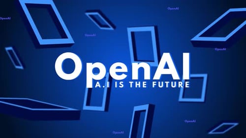 Animação de estilo de texto 3D Open Ai com várias formas e fundo de gradiente