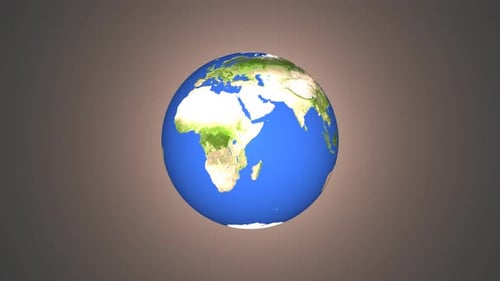 Rotierender Erdplanet, Erdplanet, der sich um seine eigene Achse dreht, Vorderansicht des rotierenden Erdplaneten. 1481