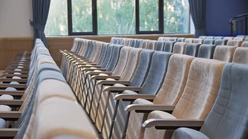 Seats for Spectators with Velour Upholstery in Concert Hall
