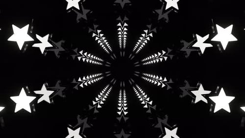 White Tunnel With Flashing Neon Stars Background Vj Loop In 4K