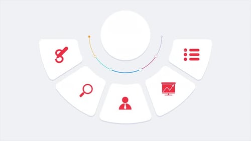 Flat Design Animated Circle Infographic with Expanding Icons