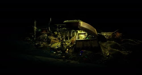 Magical Glowing Treasure Chest Reveal with Gold Coins