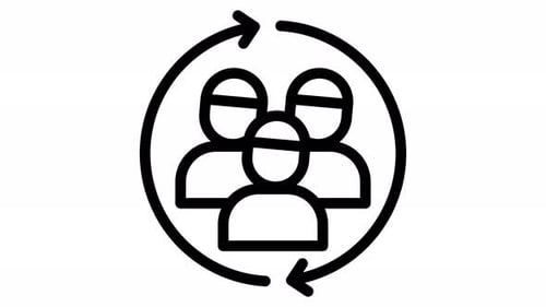 Animated Group of People Icon with Circular Arrows